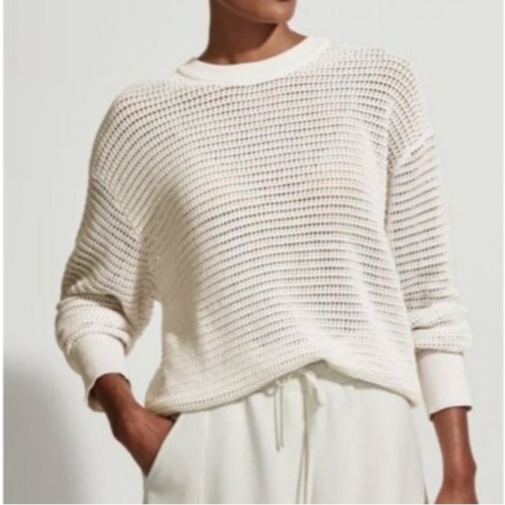 VARLEY from Revolve Kershaw Sweat Ivory Open Knit Crewneck Sweater Size XS